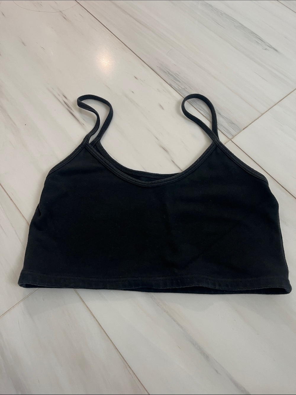 Brandy Melville Black Cropped Tank Top - Spaghetti Straps